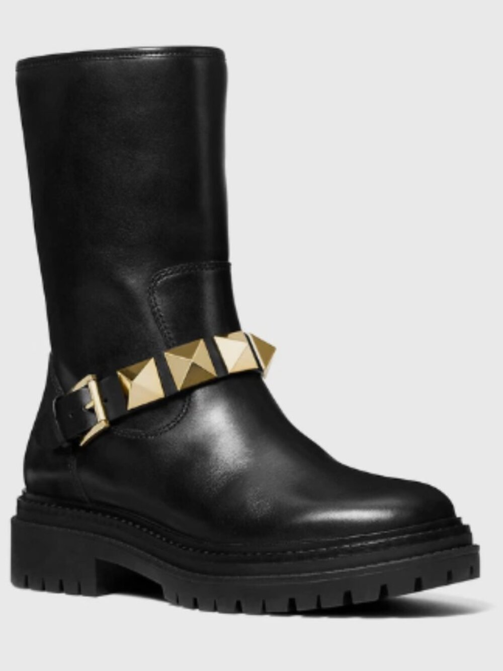 NEW MICHAEL KORS $250 BLACK LAYTON STUDDED LEATHER BOOTS SZ 9M